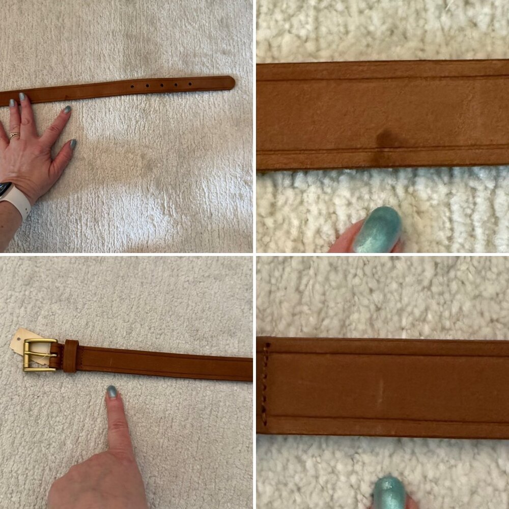 Vintage Liz Claiborne Brown Leather Belt Brass Buckle Size 1 Small Retro - Picture 7 of 7